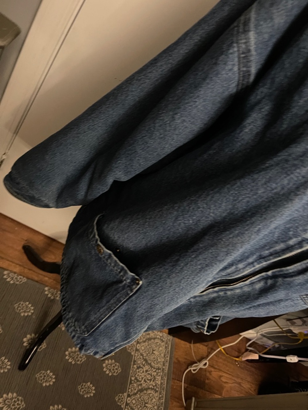 Wrangler Blue Denim Jacket with Brown Corduroy Collar - Picture 3 of 6